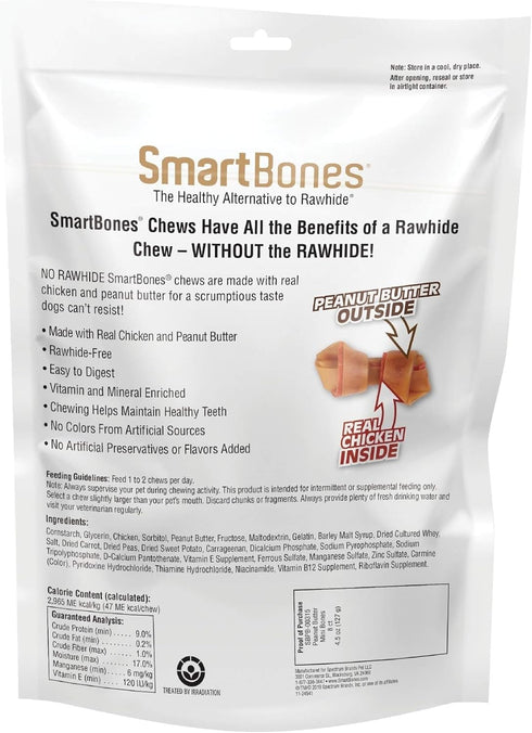 SmartBones with Peanut Butter Mini Chews - 8 Count, Rawhide-Free Chews for Dogs, No Artificial Preservatives
