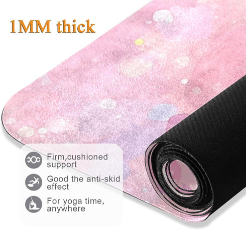 WDdZzyy 71x26 inches Fake Glittering Stars Baby Peach printed yoga mat bulk for men, natural rubber non slip, with yoga
