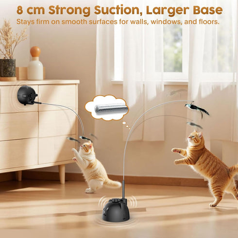 Catpick joy 360 8cm Interactive Cat Toys for Indoor Cats: Upgraded Automatic Spin Flying Bird Feather Wand