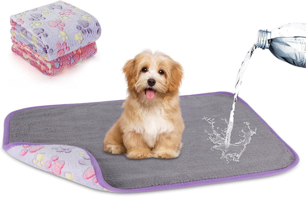YUEPET Waterproof Dog Blankets, 2 Pack Washable Fleece Flannel Puppy Blanket, Soft Plush Reversible Throw for Small