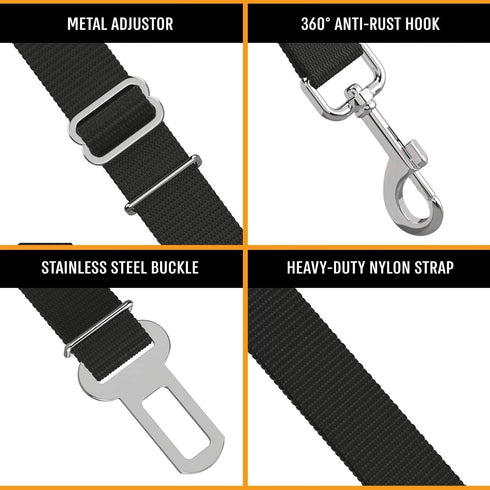 Active Pets Dog Car Seat Belt Harness, Safety Travel Restraint System for Small to Large Dogs, Black 1pk