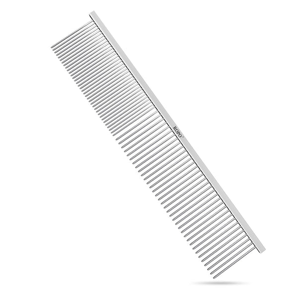 ROPO Dog Comb Tool for Removing Matted Fur, Pet Dematting Comb with Rounded Teeth and Non-Slip Grip Handle