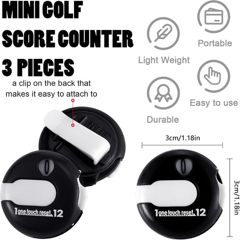 Frienda Golf Score Counter, Mini Stroke Counter with One Touch Reset, Simple Attachment to Scorekeeper Glove