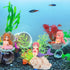 3-Pack Mermaid Fish Tank Decorations Ornament Miniature Mermaid Figurines with Simulated Seaweed Fish Playmate for Fish Tank