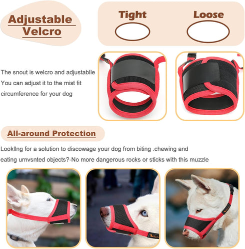 HEELE Dog Muzzle, Soft Nylon Anti Biting Barking Chewing, Air Mesh Breathable Adjustable Loop Muzzle for Small Medium