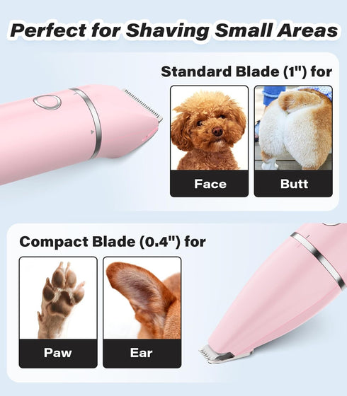 Trimmer Trimming Casfuy Cordless Dog Paw - Low Noise Small Dog Clippers with Double Blades USB Rechargeable Grooming