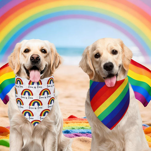 Agroon 2PCS, 4 Pride Dog Bandanas Small Pattern Colorful Scarf for Boy and Girl, Triangle Reversible Bibs Breed