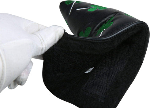 SEACLOUD Golf Putter Cover Blade Head Cover with V-Closure, Four Leaf Clover Pattern for Luck