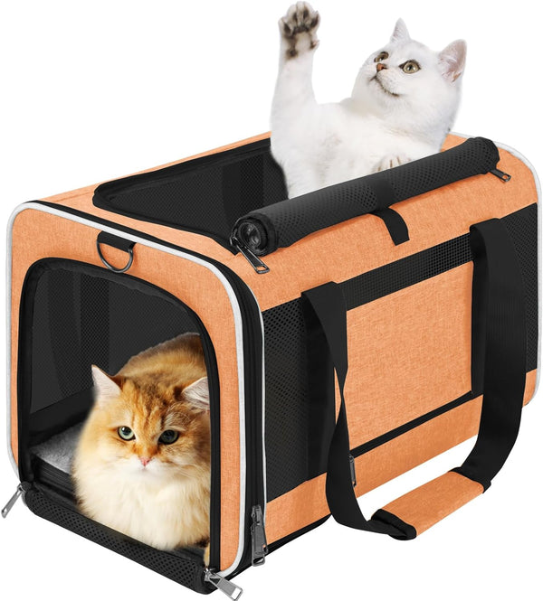 Large Cat Carry Bag, Soft Shell Pet Transport Crate for Shih-Tzu, 18x12x12 Top Opening Kennel for Small Animals