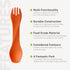 humangear GoBites Uno Portable & Convertible Travel Utensils, Multi-Functional Spork, Orange