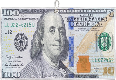 Pardick Golf Towel for Men Women, 100 Dollar Bill Design, Microfiber Fabric for Cleaning Golf Balls