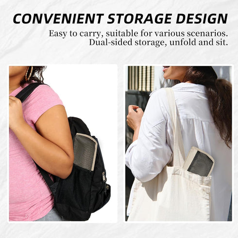 XOMIUHL 2PCS Backpack 8 Foldable Stool, Handbag Style Pocket Foldable Chair, Collapsible Camping Chairs with Sling Bag
