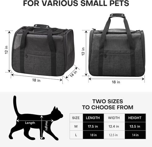 15lbs JUNGYOUN Premium Cat Carrier - Pet Carrier for Cat & Small Dogs up to - Airline Approved Travel Dog Carrier
