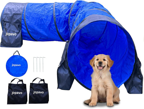 Dog Agility Training Equipment Tunnel:JOPAVO 10 Foot Agility Tunnel with 2 Pack