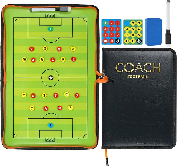 Soccer Coaching Tactical Board - Portable Magnetic Football Coach Blackboard with Player Markers, Pen, and Eraser