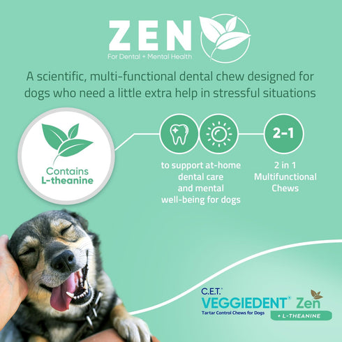 Virbac C.E.T. VEGGIEDENT Zen Tartar Control Chews for Dogs - Medium Size