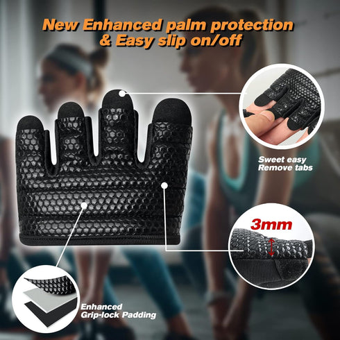 Minimal Workout Gloves,Short Micro Weight Lifting Gloves Grip Pads with Full Palm Protection & Extra Grip for Men Women