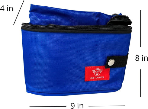 Portable 2-in-1 Double Pet Kennel/Shelter, Black/Royal Blue Fabric, 20"x20"x39", Car Seat-Belt Fixture Included