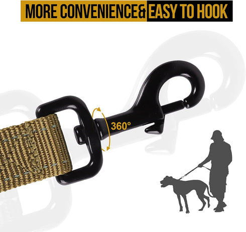 Handled No-Pull Dog Walking Leash, Long Traffic Leads for Medium to Large Dogs (Brown, 6FT) by OneTigris