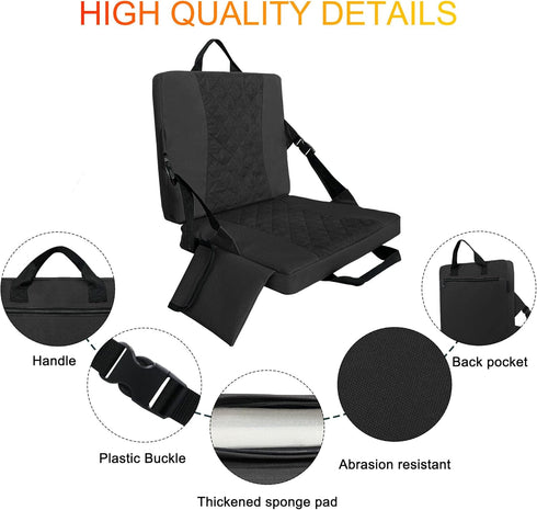 Stadium Seats Pad, Stadium Seat for Bleachers,Seat Cushion,Foldable Seats(Black)