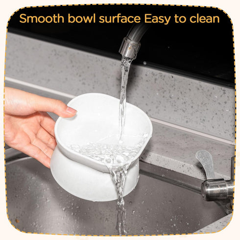 4 Pieces Plastic Tilted Elevated Cat Bowls, White Raised Cat Food & Water Bowls for Flat Faced Cats