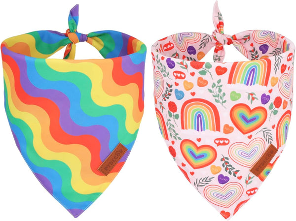 Rainbow Dog Bandanas - Reversible Triangle LGBT+ Bandanas for Medium and Large Dogs (Pride, Large)