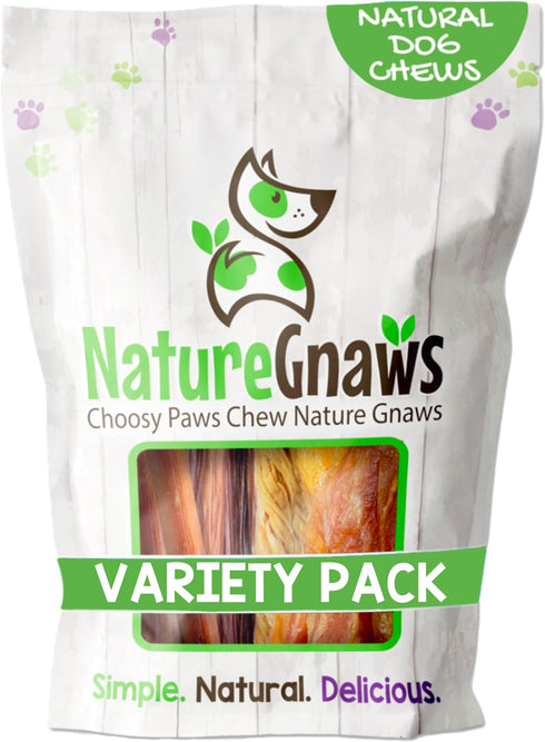 Nature Gnaws Variety Pack for Large Dogs (12 Count) - Bully Sticks,