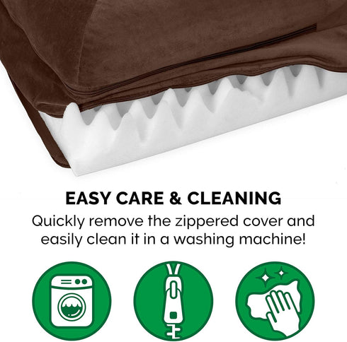 Furhaven Orthopedic Dog Bed for Large/Medium Dogs, L Shaped Chaise with Removable Bolsters - Sable Brown, Large