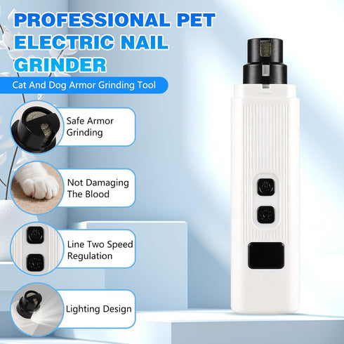 Generic Nail,2-Speed Trimmer Cat Electric Pet Nail Grinder, Safe Cut Cat Nail Rechargeable Dog Nail Clippers
