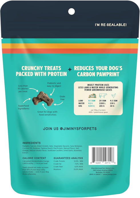 Tummy 5oz (Pack 1) Jiminy's Crunchy Original Peanut Butter & Pumpkin Dog Treat, Hypoallergenic, Prebiotic, Friendly