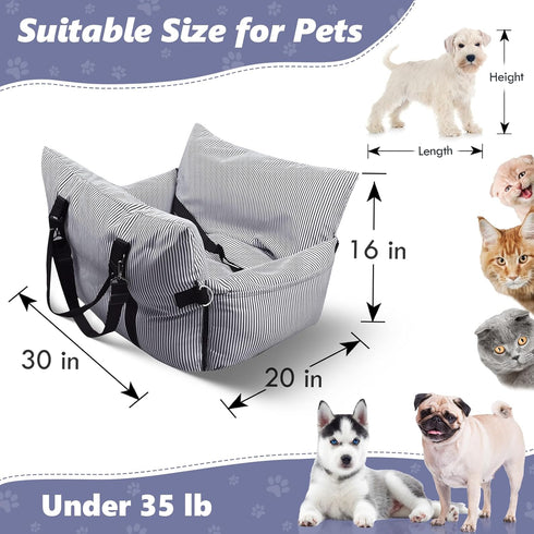 Novelledo 30 lbs,Portable Dog Car Seat for Medium/Small Dogs,Pet Car Seat Travel Bed Detachable Washable Dog Booster