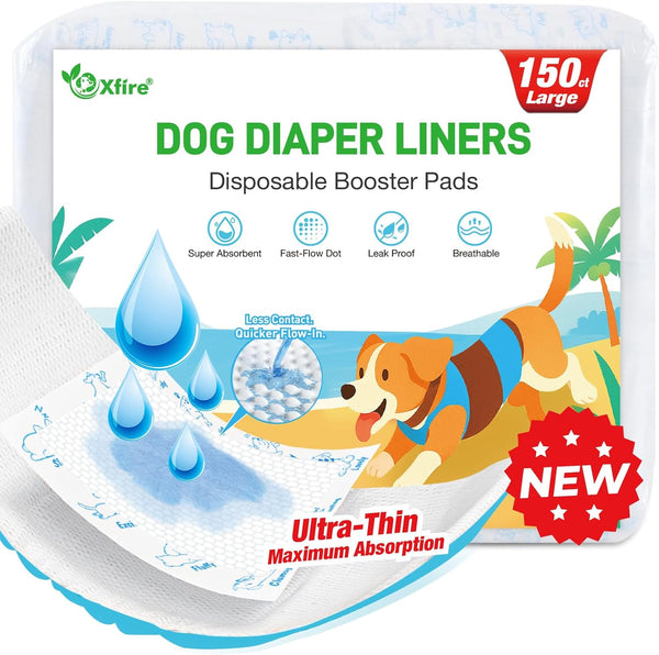 Dog Diaper Liners 150ct, Upgraded Ultra-Thin & Super Absorbent Dog Diapers Booster