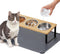 Upgraded Elevated Cat Bowls with Food Mat, 15° Tilted Stand Anti Vomiting Raised Dishes for Cats and Puppy