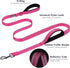 VIVAGLORY Traffic Handle Dog Leash with Two Padded Soft Handles, Reflective Training Lead, Pink