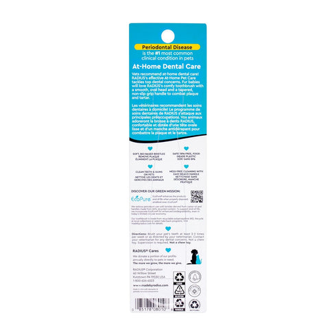 Pack 2 RADIUS Pet Toothbrush, Lush and Plus Soft Bristles, Designed to Clean Teeth and Help Prevent Tartar and Remove