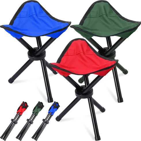 Beeveer 3 Pack Folding Camping Stool Portable Small Collapsible Chair Tripod Stool