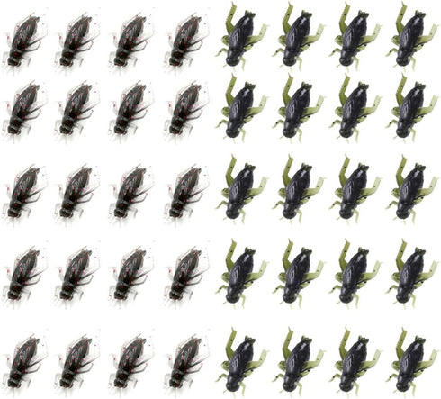 Ownsig 40 Pcs Black Cricket Shape Fishing Soft Lures, Super Simulate Insect Artificial Bait