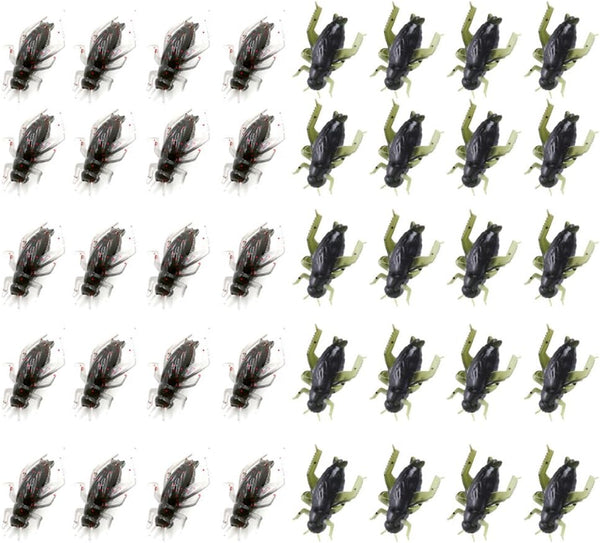Ownsig 40 Pcs Black Cricket Shape Fishing Soft Lures, Super Simulate Insect Artificial Bait