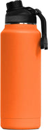 ORCA 34oz Hydra Insulated Stainless Steel Water Bottle with Powder Coat Finish & Silicone Grip Handle, Blaze Orange