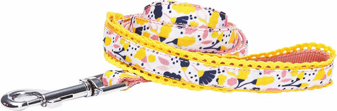 Blueberry Pet Durable Blooming Floral Print Dog Leash, Creamy White, 5 ft x 5/8"