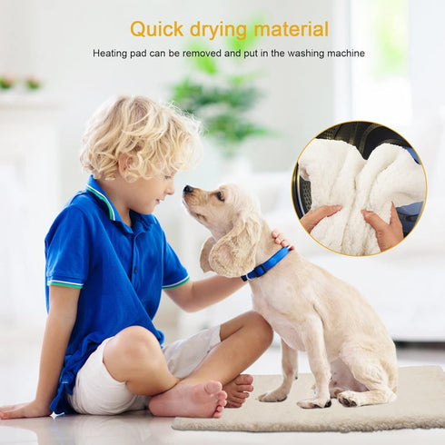 Pet Heating Pad with LED Display, Adjustable Temperature for Dogs and Cats, Soft Washable Fleece Cover 17 X 18"