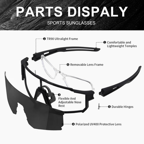 Polarized Sports Sunglasses for Men and Women - Fishing, Cycling, Mountain Bike, Baseball with UV Protection