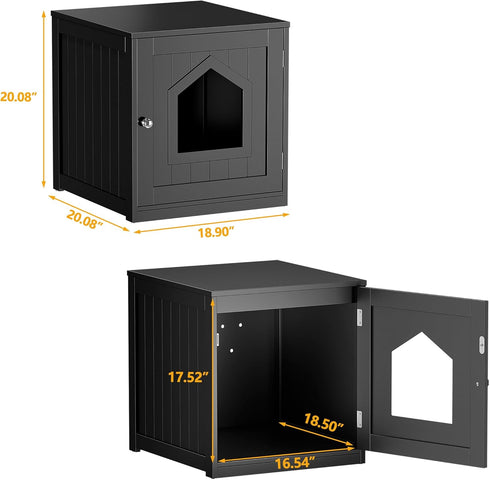 ZENY Hidden Cat Litter Box Furniture - Enclosed Cabinet With Vent Holes, Indoor Wooden Washroom, End Table, Nightstand