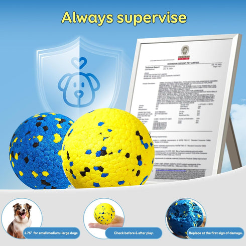 (4 Kimee Dog Balls Tennis Ball Toys Dog Toys for Aggressive Chewers Durable Teething Chew Toys Water Toy Fetch Ball