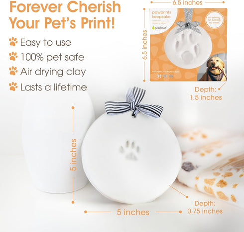 Pearhead Pet Paw Print Keepsake Ornament Kit - DIY Hanging Clay Keepsake for Dogs & Cats, Customized Ornament