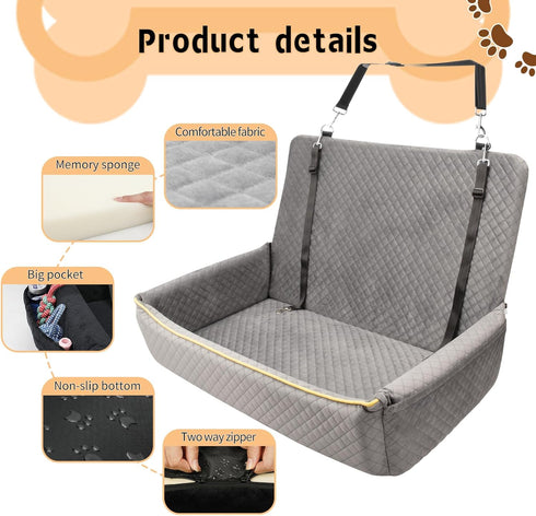 60 lbs 2 31.5in 20in 21.5in,Removable Large Dog Car Seat Under or Small Dogs,Dog Bed for Car Back Seat with Seat Belt