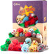 CHIWAVA 60PCS Furry Cat Toy Mice Rattle, Small Mouse Kitten Interactive Play Assorted Colors