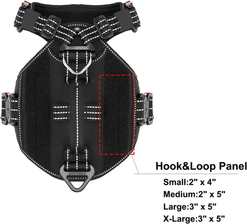 ICEFANG GN8 Tactical Dog Harness, Reflective Training Walking K9 Vest, No-Pull Front Leash Clip, Adjustable (Black,