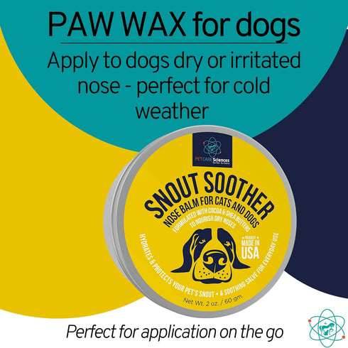 Paw Wax - 2 Oz Tin of Dog Paw Balm for Dry Paws - Moisturizer for Dogs and Cats - Snout Soother