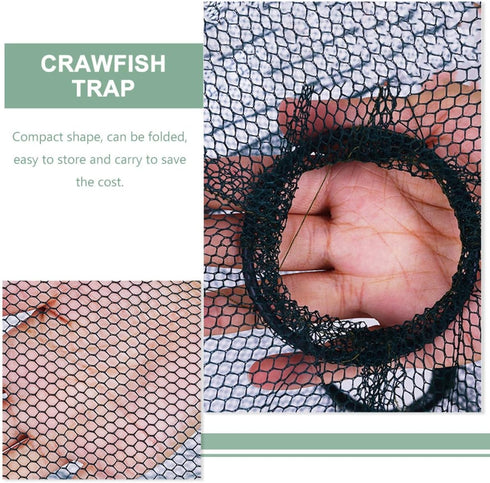 4pcs, Happyyami Portable Crawfish Trap and Lobster Cast Net Foldable Mesh Crab Fishing Net for Outdoor Bait